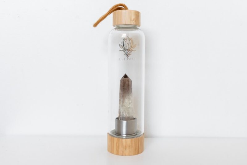 Rose Gold Water Bottle with ROSE QUARTZ Crystal | ELEVATE Gem Elixir