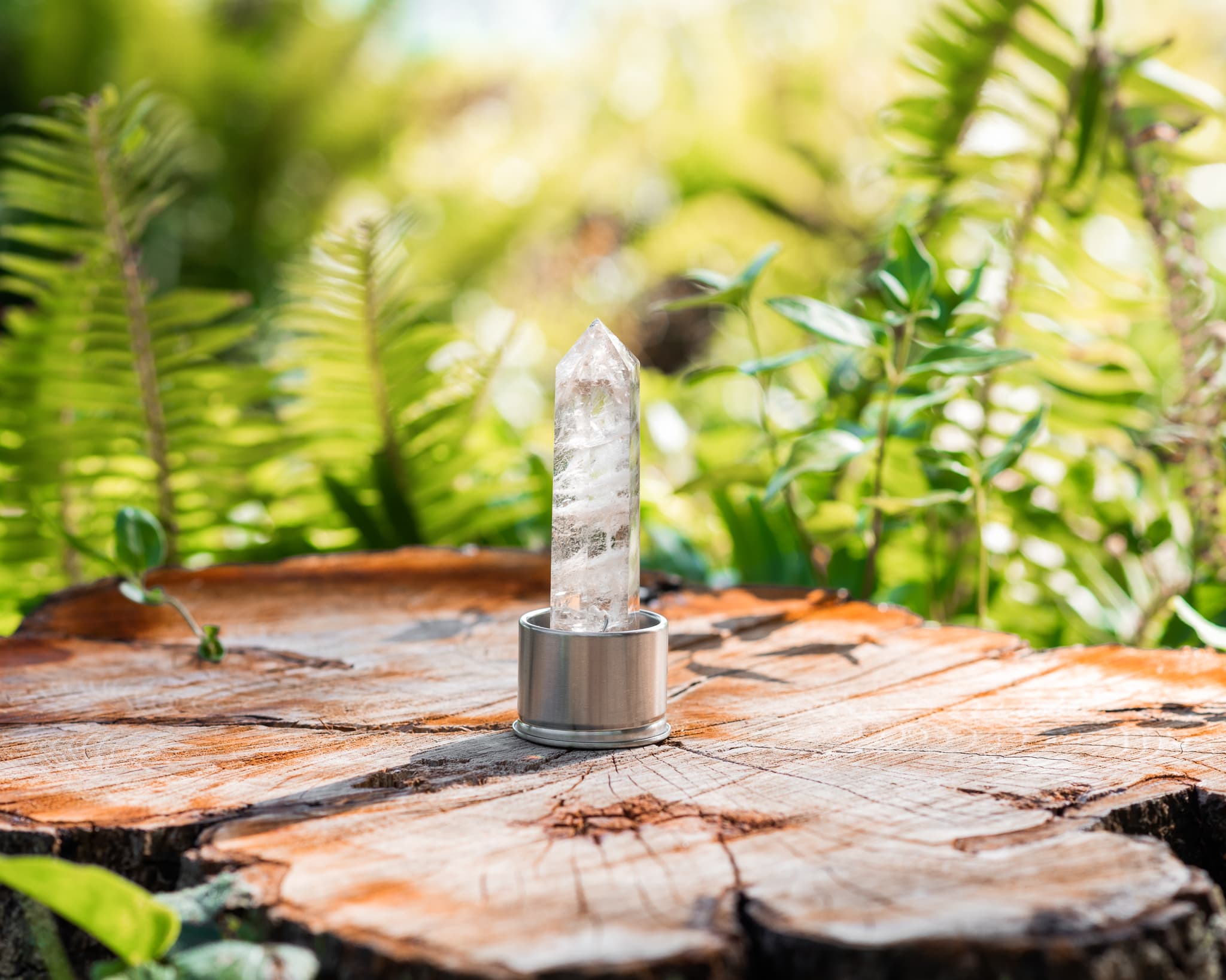 Rose Gold Water Bottle with ROSE QUARTZ Crystal | ELEVATE Gem Elixir