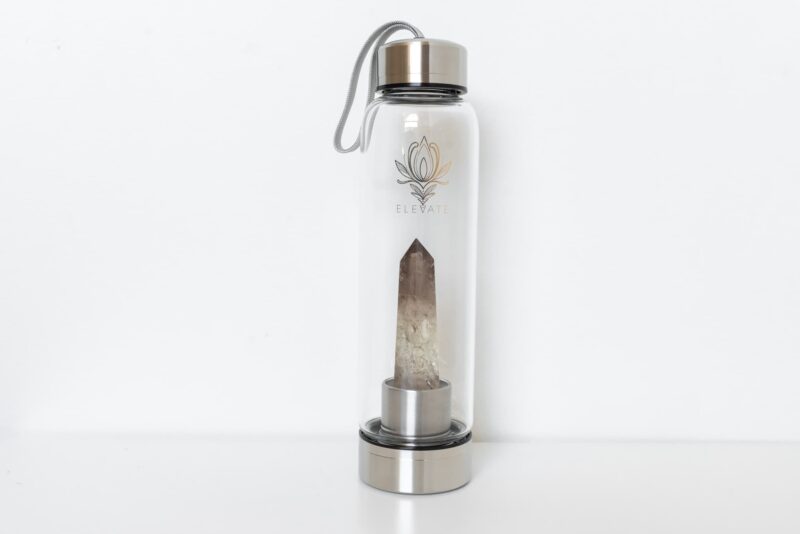 Rose Gold Water Bottle with ROSE QUARTZ Crystal | ELEVATE Gem Elixir